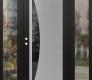 Modern Steel Front Door Diamond C13 68" x 80" black/black mirrored Glass Panel stainless steel RHI with 2 Sidelites clear Glass