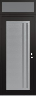 Diamond C6 36" x 96" black/white frosted Glass Panel stainless steel LHI with Transom frosted Glass