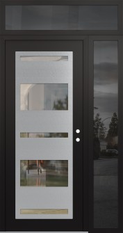 Diamond C10 48" x 96" black/black clear Glass Panel stainless steel LHI with Sidelite and Transom mirrored Glass
