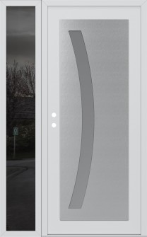 Diamond C4 52" x 80" white/white frosted Glass Panel stainless steel RHI with Sidelite mirrored Glass