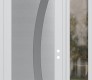 Modern Steel Front Door Diamond C4 50" x 96" white/white frosted Glass Panel stainless steel LHI with Sidelite and Transom clear Glass