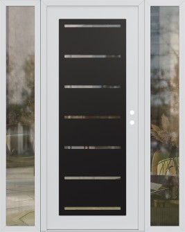 Diamond C11 64" x 80" white/white clear Glass Panel black LHI with 2 Sidelites clear Glass