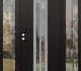 Modern Steel Front Door DIAMOND A8 64" X 80" BLACK/BLACK CLEAR GLASS PANEL STAINLESS STEEL RHI WITH 2 SIDELITES CLEAR GLASS