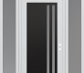 Modern Steel Front Door Diamond C6 60" x 96" white/white frosted Glass Panel black LHI with 2 Sidelites and Transom frosted Glass
