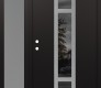 Modern Steel Front Door DIAMOND A9 48" X 80" BLACK/BLACK MIRRORED GLASS PANEL STAINLESS STEEL RHI WITH SIDELITE FROSTED GLASS