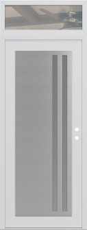 Diamond C6 36" x 96" white/white frosted Glass Panel stainless steel LHI with Transom clear Glass