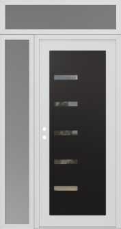 Diamond C8 48" x 96" white/white clear Glass Panel black RHI with Sidelite and Transom frosted Glass