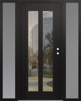Diamond C14 64" x 80" black/black clear Glass Panel black LHI with 2 Sidelites frosted Glass