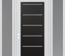 Modern Steel Front Door Diamond C11 60" x 96" white/white frosted Glass Panel black RHI with 2 Sidelites and Transom frosted Glass