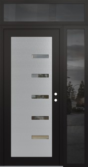 Diamond C8 50" x 96" black/black clear Glass Panel stainless steel LHI with Sidelite and Transom mirrored Glass