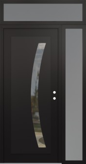 Diamond C4 52" x 96" black/black clear Glass Panel black LHI with Sidelite and Transom frosted Glass