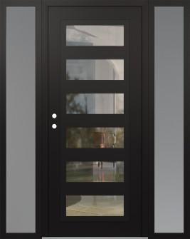 Diamond C9 64" x 80" black/black clear Glass Panel black RHI with 2 Sidelites frosted Glass