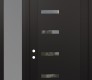 Modern Steel Front Door Diamond C8 48" x 96" black/black clear Glass Panel black RHI with Sidelite and Transom frosted Glass