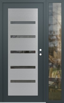Diamond C7 50" x 80" anthracite/anthracite mirrored Glass Panel stainless steel LHI with Sidelite clear Glass