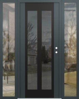 Diamond C14 64" x 80" anthracite/anthracite mirrored Glass Panel black LHI with 2 Sidelites clear Glass