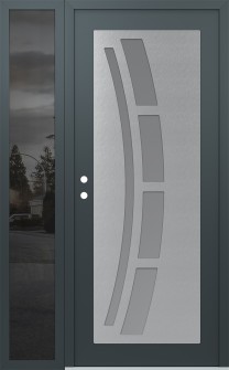 Diamond C12 48" x 80" anthracite/anthracite frosted Glass Panel stainless steel RHI with Sidelite mirrored Glass