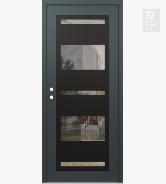 Modern Steel Front Door Diamond C10 36" x 80" anthracite/anthracite clear Glass Panel black RHI