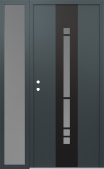 DIAMOND A3 52" X 80" ANTHRACITE/ANTHRACITE FROSTED GLASS PANEL BLACK RHI WITH SIDELITE FROSTED GLASS