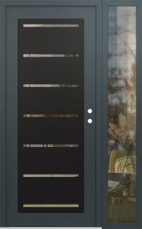 Diamond C11 50" x 80" anthracite/anthracite clear Glass Panel black LHI with Sidelite clear Glass