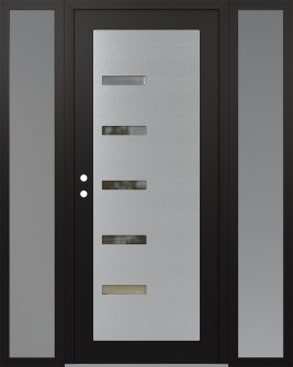 Diamond C8 64" x 80" black/black clear Glass Panel stainless steel RHI with 2 Sidelites frosted Glass