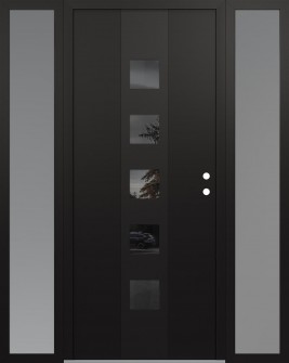 DIAMOND A13 64" X 80" BLACK/BLACK MIRRORED GLASS PANEL BLACK LHI WITH 2 SIDELITES FROSTED GLASS