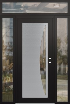Diamond C13 60" x 96" black/black clear Glass Panel stainless steel LHI with 2 Sidelites and Transom clear Glass
