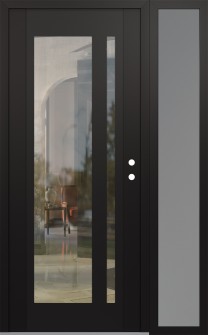 Diamond C15 48" x 80" black/black clear Glass Panel black LHI with Sidelite frosted Glass