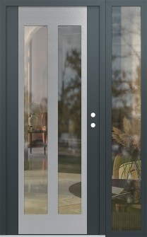 Diamond C14 48" x 80" anthracite/anthracite clear Glass Panel stainless steel LHI with Sidelite clear Glass