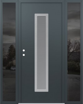 DIAMOND A11 64" X 80" ANTHRACITE/ANTHRACITE FROSTED GLASS PANEL STAINLESS STEEL RHI WITH 2 SIDELITES MIRRORED GLASS