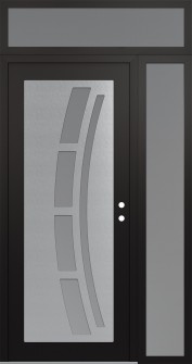 Diamond C12 50" x 96" black/white frosted Glass Panel stainless steel LHI with Sidelite and Transom frosted Glass