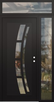 Diamond C12 52" x 96" black/black clear Glass Panel black LHI with Sidelite and Transom clear Glass