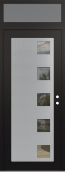 Diamond C5 36" x 96" black/black clear Glass Panel stainless steel LHI with Transom frosted Glass