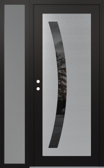 Diamond C4 52" x 80" black/black mirrored Glass Panel stainless steel RHI with Sidelite frosted Glass