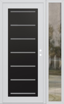 Diamond C11 52" x 80" white/white frosted Glass Panel black LHI with Sidelite clear Glass