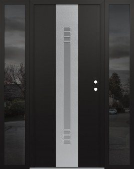 DIAMOND A5 60" X 80" BLACK/WHITE FROSTED GLASS PANEL STAINLESS STEEL LHI WITH 2 SIDELITES MIRRORED GLASS