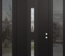 DIAMOND A6 60" X 96" BLACK/BLACK CLEAR GLASS PANEL BLACK RHI WITH 2 SIDELITES AND TRANSOM MIRRORED GLASS