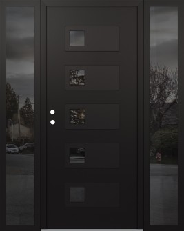 Diamond D2 60" x 80" black/black mirrored Glass Panel black RHI with 2 Sidelites mirrored Glass