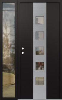 DIAMOND A13 48" X 80" BLACK/BLACK CLEAR GLASS PANEL STAINLESS STEEL RHI WITH SIDELITE CLEAR GLASS