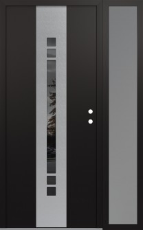 DIAMOND A4 50" X 80" BLACK/BLACK MIRRORED GLASS PANEL STAINLESS STEEL LHI WITH SIDELITE FROSTED GLASS