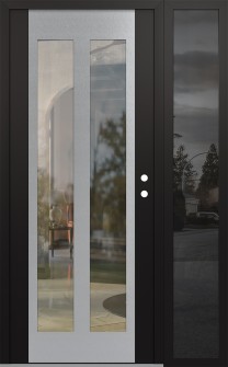 Diamond C14 50" x 80" black/black clear Glass Panel stainless steel LHI with Sidelite mirrored Glass