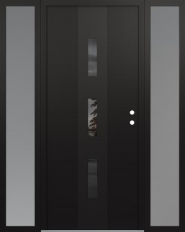 DIAMOND A7 68" X 80" BLACK/BLACK MIRRORED GLASS PANEL BLACK LHI WITH 2 SIDELITES FROSTED GLASS