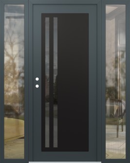 Diamond C6 68" x 80" anthracite/anthracite mirrored Glass Panel black RHI with 2 Sidelites clear Glass