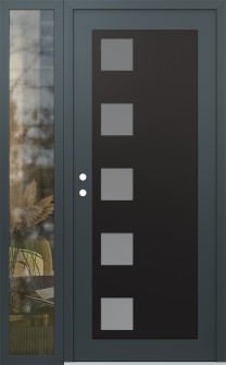 Diamond C5 52" x 80" anthracite/anthracite frosted Glass Panel black RHI with Sidelite clear Glass