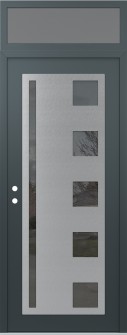 Diamond C3 36" x 96" anthracite/anthracite mirrored Glass Panel stainless steel RHI with Transom frosted Glass