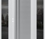 Modern Steel Front Door Diamond C6 68" x 80" white/white frosted Glass Panel stainless steel RHI with 2 Sidelites mirrored Glass