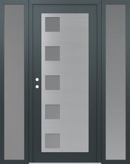 Diamond C5 64" x 80" anthracite/anthracite frosted Glass Panel stainless steel RHI with 2 Sidelites frosted Glass