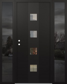DIAMOND A12 60" X 80" BLACK/BLACK CLEAR GLASS PANEL BLACK RHI WITH 2 SIDELITES MIRRORED GLASS