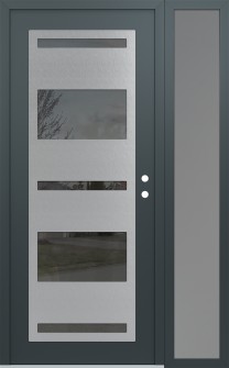 Diamond C10 48" x 80" anthracite/anthracite mirrored Glass Panel stainless steel LHI with Sidelite frosted Glass