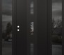 Modern Steel Front Door DIAMOND A7 64" X 80" BLACK/BLACK MIRRORED GLASS PANEL BLACK RHI WITH 2 SIDELITES MIRRORED GLASS