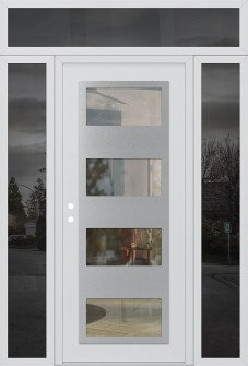 Diamond C2 64" x 96" white/white clear Glass Panel stainless steel RHI with 2 Sidelites and Transom mirrored Glass